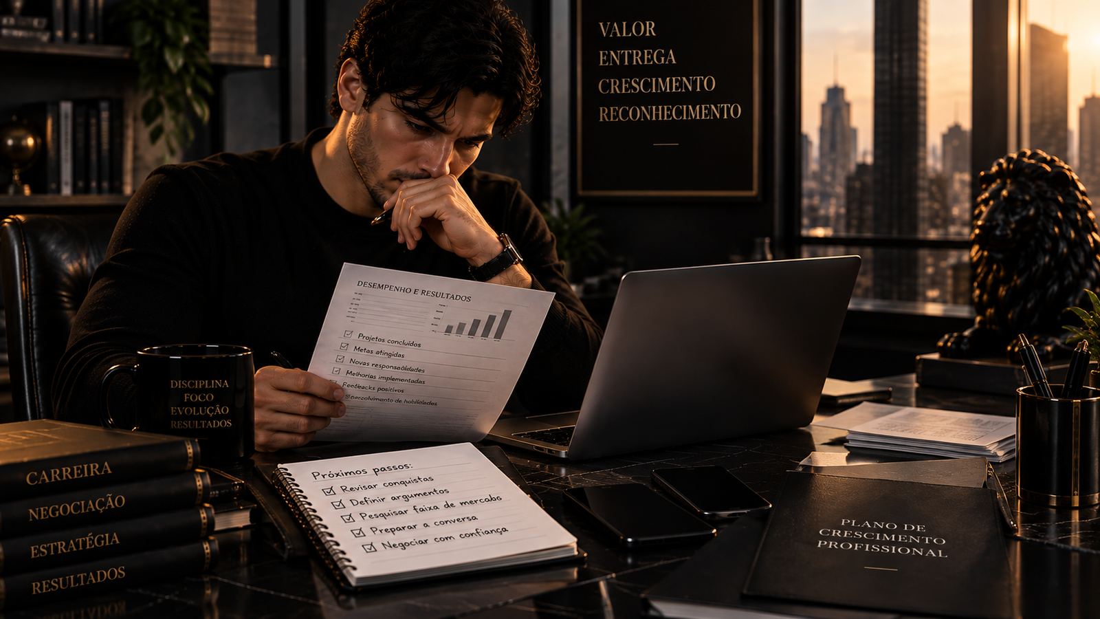 Profissional preparando uma negociação para pedir aumento de salário