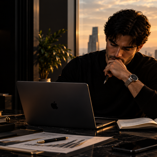 Homem planejando como aumentar sua renda e construir liberdade financeira