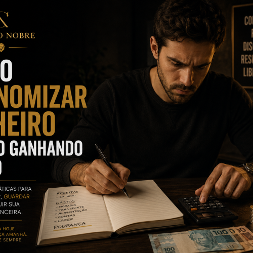 Homem organizando as finanças e planejando como economizar dinheiro ganhando pouco