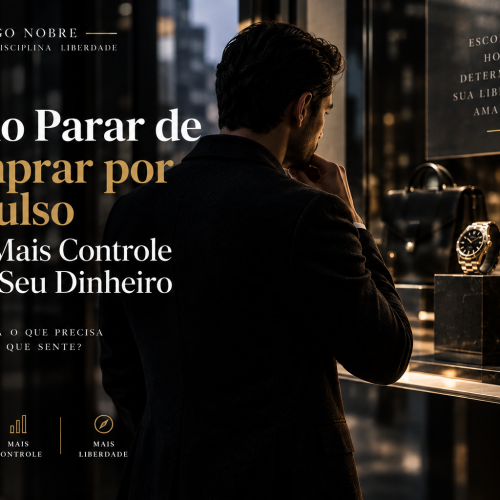 Homem refletindo antes de fazer uma compra por impulso