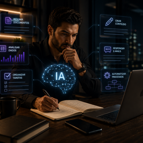 Pessoa usando inteligência artificial para aumentar a produtividade