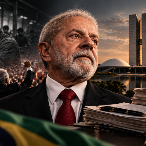 Lula em composição editorial sobre sua trajetória profissional, carreira política e patrimônio declarado ao TSE em 2026